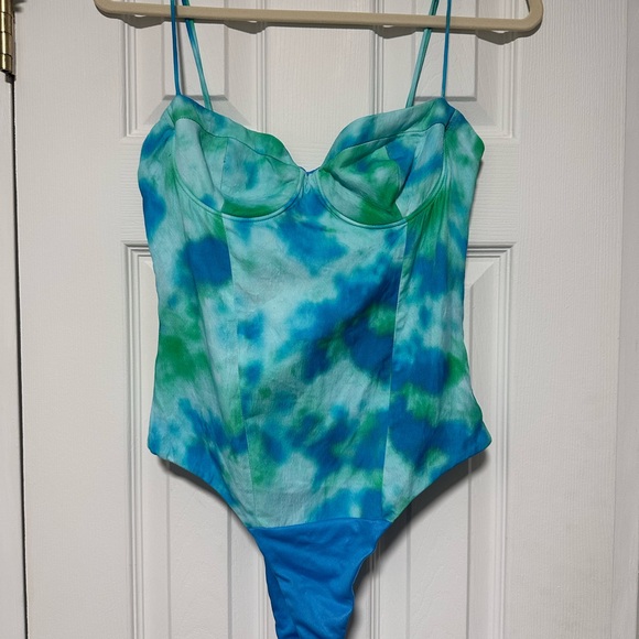 Zara Tops - Zara Blue and Green Tie-Dye Bodysuit